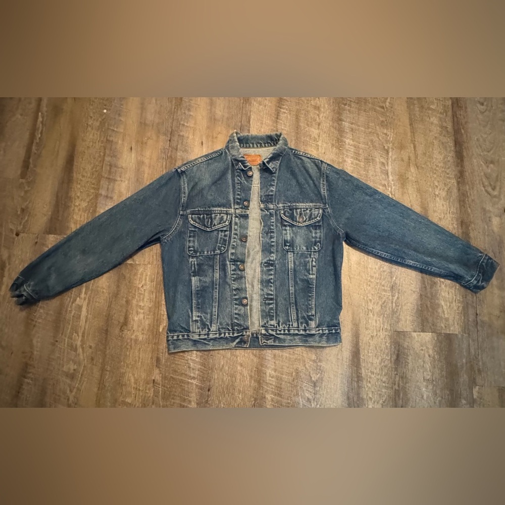 Vintage 90s GAP Pioneer Denim Jacket Mens Medium Trucker Blue Jean Workwear